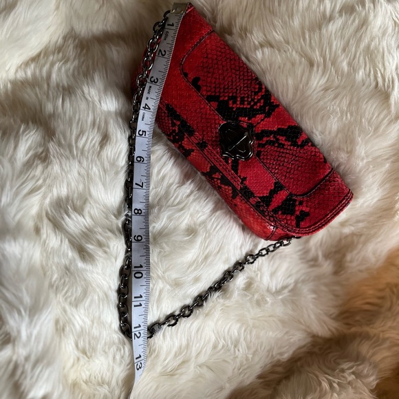 OrYANY Leather Snakeskin Style Red Shoulder Handbag Clutch New - Picture 8 of 11